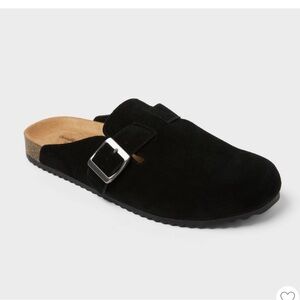 Goodfellow & Co Black Suede Buckle Clogs